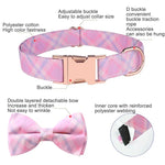 Coleira com Laço Destacável e Fivela em Ouro Rosa para Animais de Estimação, Tamanho:, S 1.5x28-40cm, M 2.0x33-50cm, L 2.5x38-60cm, XL 2.5x43-70cm