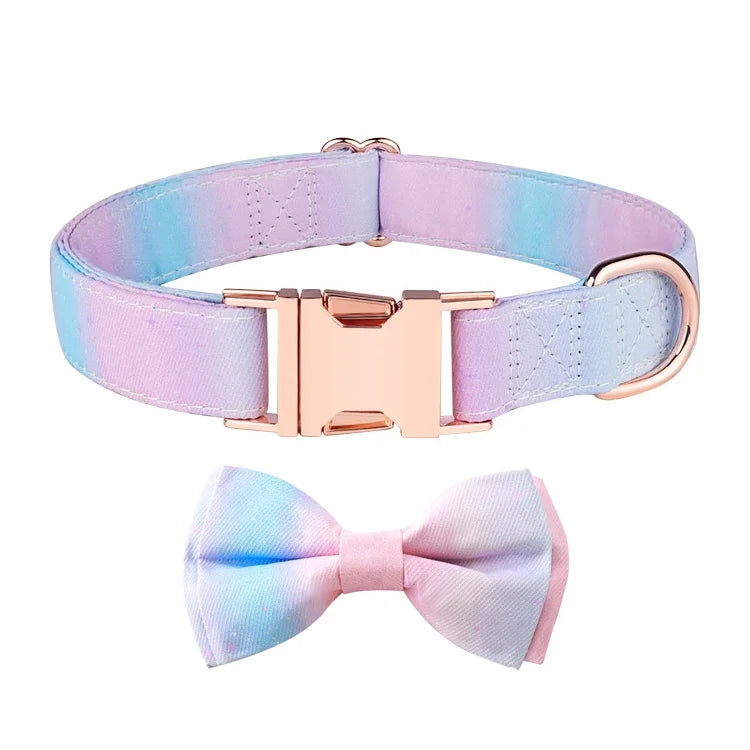 Coleira com Laço Destacável e Fivela em Ouro Rosa para Animais de Estimação, Tamanho:, S 1.5x28-40cm, M 2.0x33-50cm, L 2.5x38-60cm, XL 2.5x43-70cm