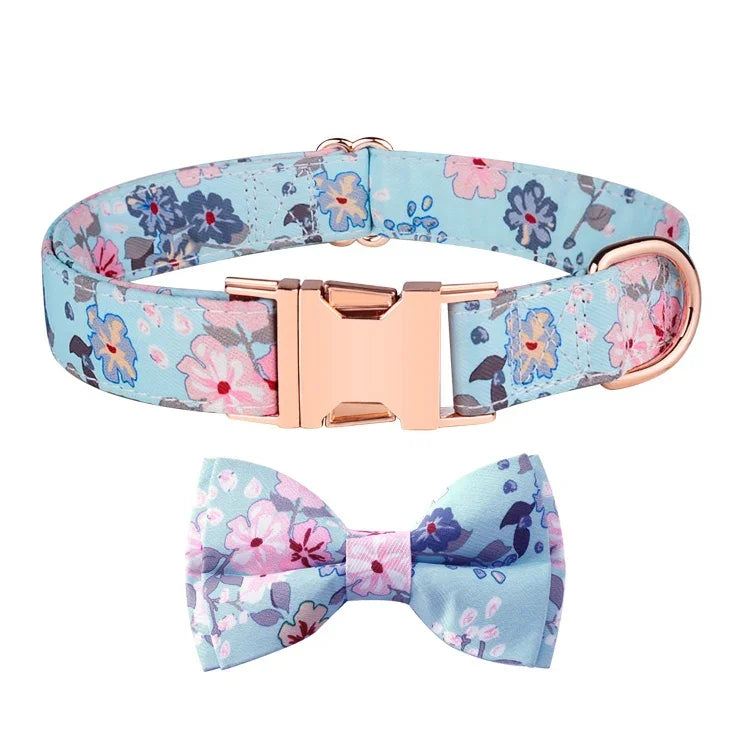 Coleira com Laço Destacável e Fivela em Ouro Rosa para Animais de Estimação, Tamanho:, S 1.5x28-40cm, M 2.0x33-50cm, L 2.5x38-60cm, XL 2.5x43-70cm