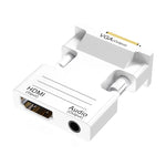 Adaptador HDMI Fêmea para VGA Macho com Áudio para Computador, Monitor, TV, Projetor, Branco, Dourado, Preto