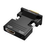 Adaptador HDMI Fêmea para VGA Macho com Áudio para Computador, Monitor, TV, Projetor, Branco, Dourado, Preto