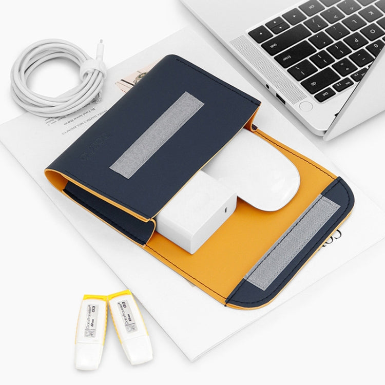 Bolsa de Armazenamento para Carregador de Rato Pequena em Pele Baona BN-Q009, Azul Escuro+Amarelo, Cinza Verde+Verde Claro, Prateado+Azul