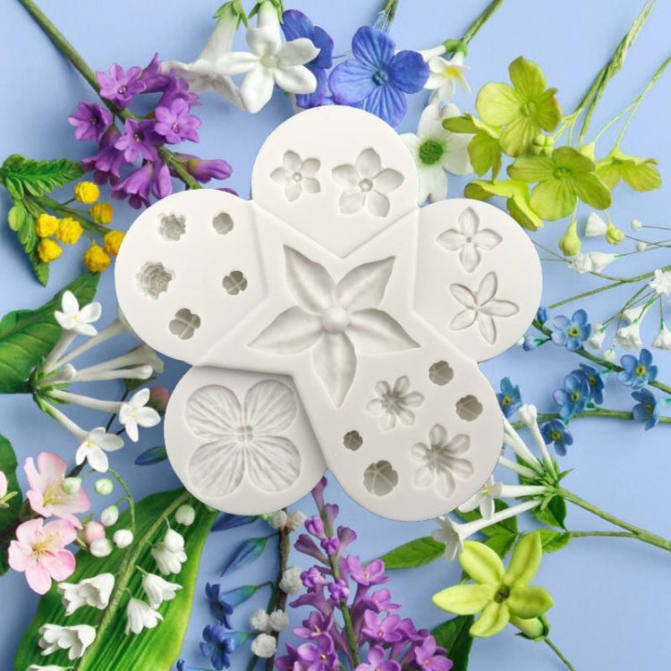 Molde de Silicone para Fondant com Combinação de Flores e Folhas, Ferramenta de Modelagem DIY, Ferramenta de Modelagem DIY