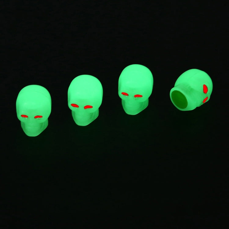 1 Sets Car Tire Luminous Valve Cap Motorcycle Skull Valve Core Cap, 1 Set Red, 1 Set Blue, 1 Set Green, 1 Set Yellow