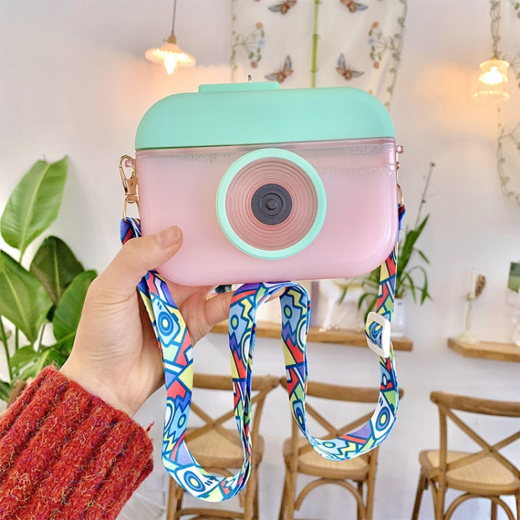 Copo de Plástico Câmera com Palhinha para Crianças, Copo de Sumo para Viagem e Lazer, Rosa, Azul, Roxo, Amarelo