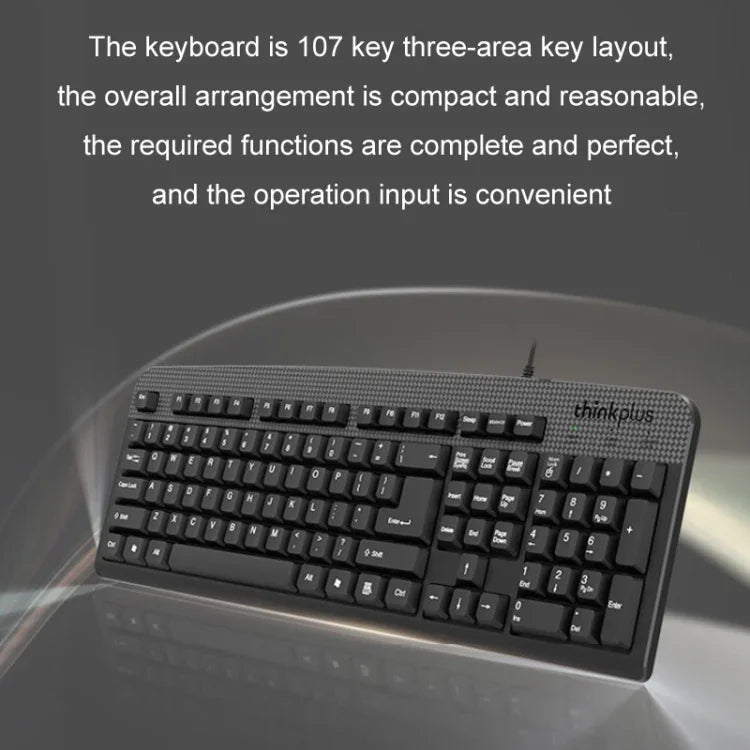 Conjunto de Teclado e Rato com Fio USB Lenovo Thinkplus para Escritório, KM130 Pro