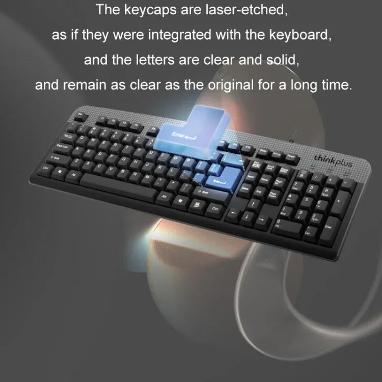 Conjunto de Teclado e Rato com Fio USB Lenovo Thinkplus para Escritório, KM130 Pro