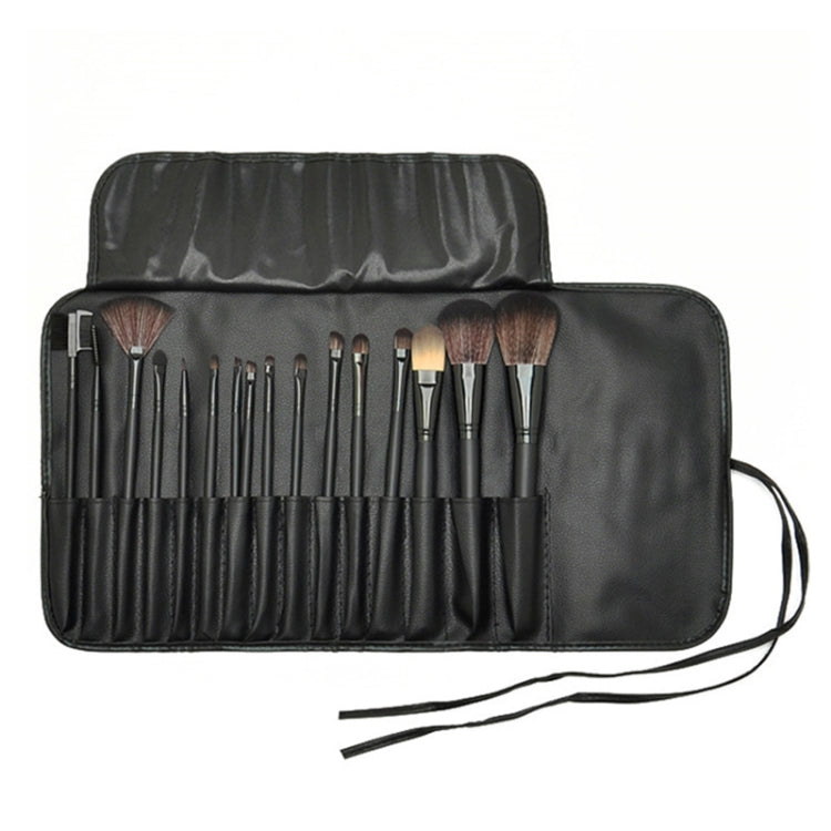 Conjunto de Pincéis de Maquilhagem para Pó Solto, 15 Peças Preto, 15 Peças Cor Madeira, 18 Peças Cor Madeira