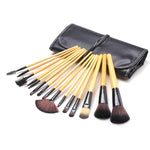 Conjunto de Pincéis de Maquilhagem para Pó Solto, 15 Peças Preto, 15 Peças Cor Madeira, 18 Peças Cor Madeira