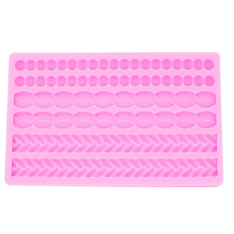 Molde de Silicone para Bolo de Fondant Trançado com Torção de Pérolas, Rosa, Cinzento