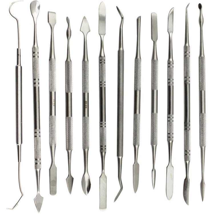 Conjunto de Ferramentas Dentárias para Escultura em Cera em Aço Inoxidável 12 em 1, Ferramenta para Modelagem de Argila