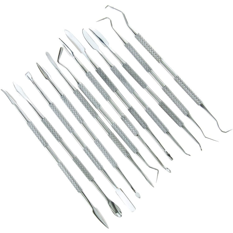 Conjunto de Ferramentas Dentárias para Escultura em Cera em Aço Inoxidável 12 em 1, Ferramenta para Modelagem de Argila
