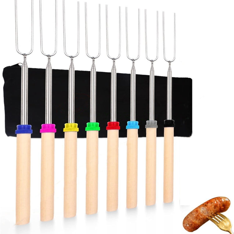 1124-7 Retractable Wooden Stick Marshmallow BBQ Fork, Spsc: Drawstring Bag, Drawstring Bag, Zipper Bag