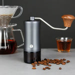 Moedor Manual de Grãos de Café com Manivela e Núcleo de Aço Inoxidável de Eixo Duplo, Manual em Aço Inoxidável