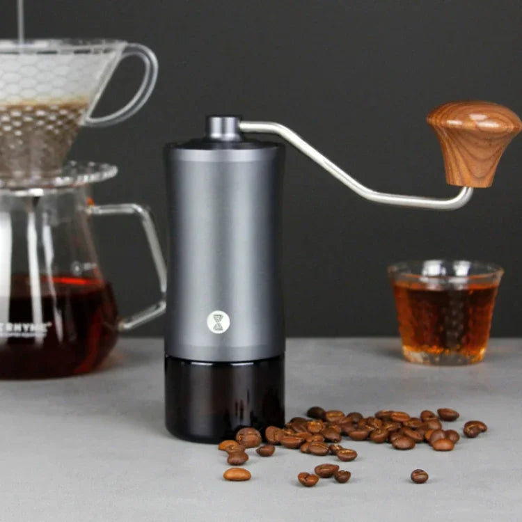 Moedor Manual de Grãos de Café com Manivela e Núcleo de Aço Inoxidável de Eixo Duplo, Manual em Aço Inoxidável