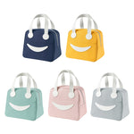 Saco de Almoço Smile com Alças de Pele, Tamanho: S (Verde), S (Verde), S (Rosa), S (Cinza), S (Azul Marinho), S (Amarelo), L (Verde), L (Rosa), L (Cinza), L (Azul Marinho), L (Amarelo)