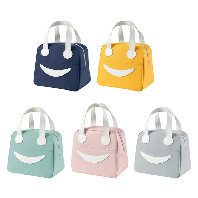 Saco de Almoço Smile com Alças de Pele, Tamanho: S (Verde), S (Verde), S (Rosa), S (Cinza), S (Azul Marinho), S (Amarelo), L (Verde), L (Rosa), L (Cinza), L (Azul Marinho), L (Amarelo)