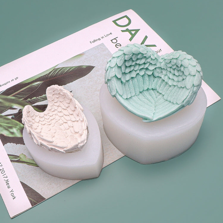 Molde de Silicone em Forma de Coração com Asas de Anjo para Cozedura, Gelado, Vela, Aromaterapia, L, S