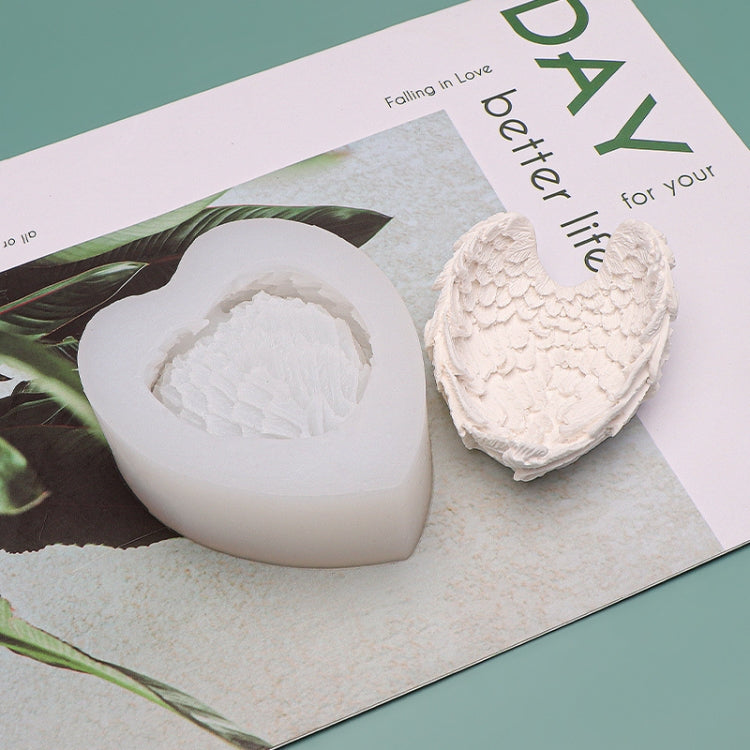 Molde de Silicone em Forma de Coração com Asas de Anjo para Cozedura, Gelado, Vela, Aromaterapia, L, S