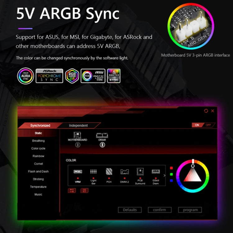 Barra de Luz ARGB para Caixa, Tira de LED Decorativa de Silicone para Computador, Y360 Redonda