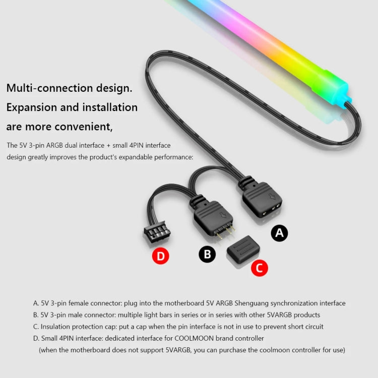 Barra de Luz ARGB para Caixa, Tira de LED Decorativa de Silicone para Computador, Y360 Redonda