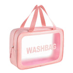 Bolsa Cosmética Transparente em PVC Impermeável Portátil, Tamanho:, L (Rosa), L (Preto), L (Branco), M (Rosa), M (Preto), M (Branco), S (Rosa), S (Preto), S (Branco)
