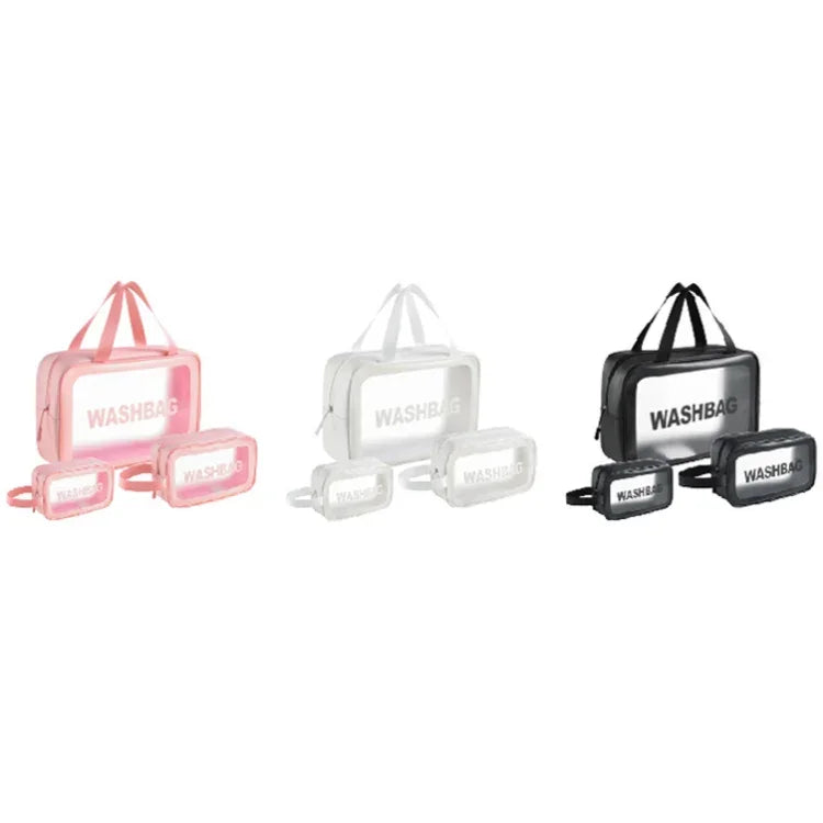 Bolsa Cosmética Transparente em PVC Impermeável Portátil, Tamanho:, L (Rosa), L (Preto), L (Branco), M (Rosa), M (Preto), M (Branco), S (Rosa), S (Preto), S (Branco)