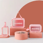 Bolsa Cosmética Transparente em PVC Impermeável Portátil, Tamanho:, L (Rosa), L (Preto), L (Branco), M (Rosa), M (Preto), M (Branco), S (Rosa), S (Preto), S (Branco)