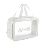 Bolsa Cosmética Transparente em PVC Impermeável Portátil, Tamanho:, L (Rosa), L (Preto), L (Branco), M (Rosa), M (Preto), M (Branco), S (Rosa), S (Preto), S (Branco)