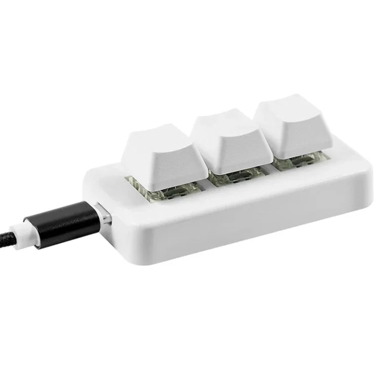 MK321 Teclado Programável com 3 Teclas Personalizadas para Jogos e Escritório, Comprimento do Cabo: 1,5m, Branco, Preto