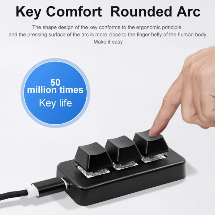 MK321 Teclado Programável com 3 Teclas Personalizadas para Jogos e Escritório, Comprimento do Cabo: 1,5m, Branco, Preto