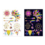 2 PCS Autocolantes de Tatuagem Fluorescentes com Bronzeamento à Prova de Água, JYG-001, JYG-002, JYG-003, JYG-004, JYG-005, JYG-006, JYG-007, JYG-008