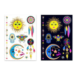 2 PCS Autocolantes de Tatuagem Fluorescentes com Bronzeamento à Prova de Água, JYG-001, JYG-002, JYG-003, JYG-004, JYG-005, JYG-006, JYG-007, JYG-008