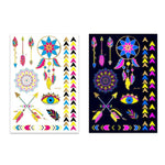 2 PCS Autocolantes de Tatuagem Fluorescentes com Bronzeamento à Prova de Água, JYG-001, JYG-002, JYG-003, JYG-004, JYG-005, JYG-006, JYG-007, JYG-008