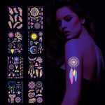 2 PCS Autocolantes de Tatuagem Fluorescentes com Bronzeamento à Prova de Água, JYG-001, JYG-002, JYG-003, JYG-004, JYG-005, JYG-006, JYG-007, JYG-008