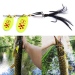 HENGJIA SP304 Isco Rotativo com Penas e Lantejoulas 6,5cm 13g, SP304 Amarelo, SP304 Laranja Vermelho, SP304 Preto