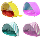 Tenda de Praia para Bebé com Piscina, Portátil e Dobrável, Abrigo Solar, Laranja, Rosa, Risca Rosa, Cinzento Tubarão, Amarelo Tubarão, Azul Baleia, Rosa Baleia
