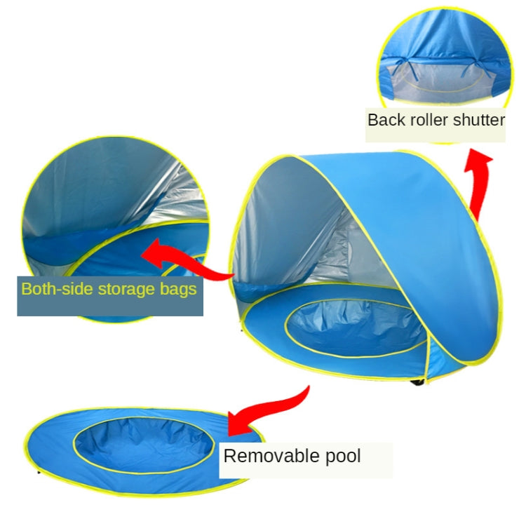 Tenda de Praia para Bebé com Piscina, Portátil e Dobrável, Abrigo Solar, Laranja, Rosa, Risca Rosa, Cinzento Tubarão, Amarelo Tubarão, Azul Baleia, Rosa Baleia