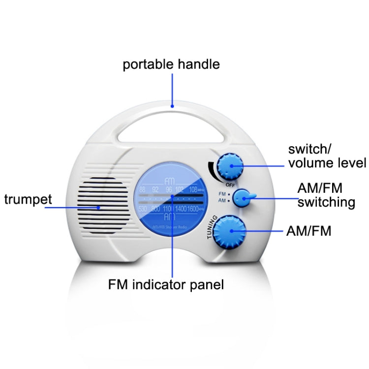 Rádio Portátil Impermeável IPX4 SY-910 AM/FM Duas Ondas, SY-910
