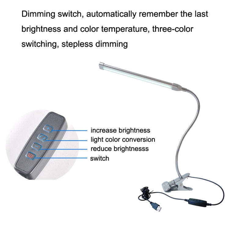 Lâmpada de Clipe USB para Estudante Luz de Secretária LED Dimerizável de Proteção Ocular, Roxo, Dourado, Preto, Prateado