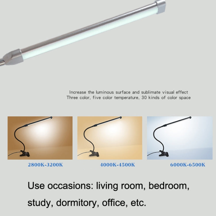 Lâmpada de Clipe USB para Estudante Luz de Secretária LED Dimerizável de Proteção Ocular, Roxo, Dourado, Preto, Prateado