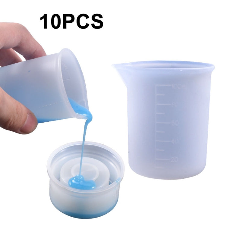 10 copos medidores de silicone epóxi cristal com escala de 100ml, 10 unidades de 100ml
