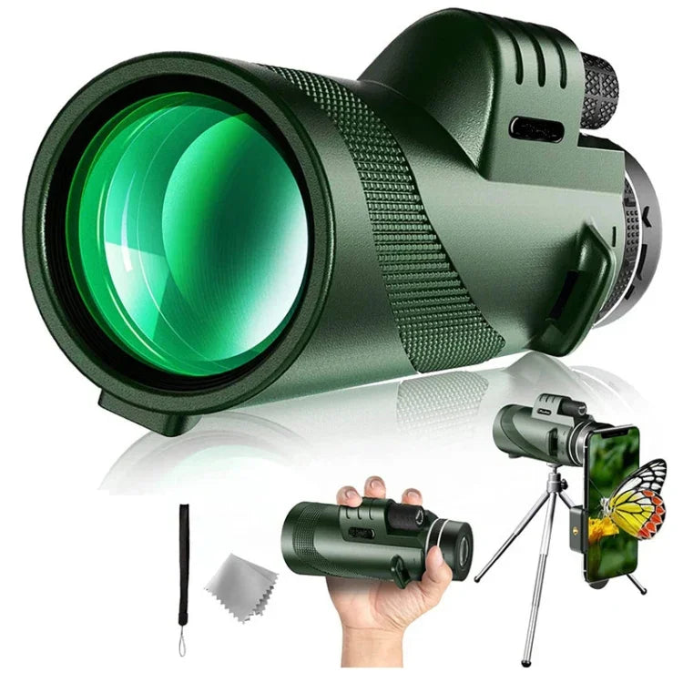 Monóculo de Alta Potência 40X60 Visão Noturna Exterior HD, (Standard), (Standard+Clipe Universal+Tripé)
