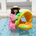 Anel de Natação Infantil com Desenho Animado e Toldo, Anel de Natação com Toldo (Verde), Anel de Natação com Toldo (Roxo)