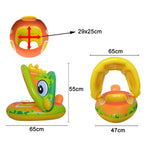 Anel de Natação Infantil com Desenho Animado e Toldo, Anel de Natação com Toldo (Verde), Anel de Natação com Toldo (Roxo)