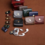 Bolsa Vintage Mini para Auscultadores em Pele S122, Café, Vinho Vermelho, Preto, Azul, Cinza, Verde