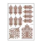5 PCS Tatuagem de Renda Semi Permanente Castanho Vermelho à Prova de Água, 208 x 148mm