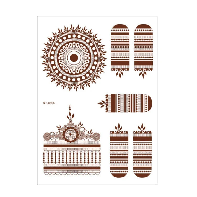 5 PCS Tatuagem de Renda Semi Permanente Castanho Vermelho à Prova de Água, 208 x 148mm