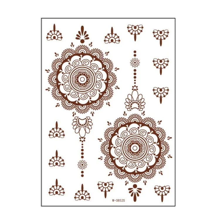 5 PCS Tatuagem de Renda Semi Permanente Castanho Vermelho à Prova de Água, 208 x 148mm