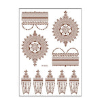 5 PCS Tatuagem de Renda Semi Permanente Castanho Vermelho à Prova de Água, 208 x 148mm